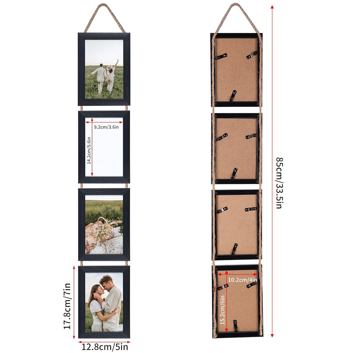 4x6 Collage Picture Frames Set of 2, Black Hanging Photo Frame for Wall