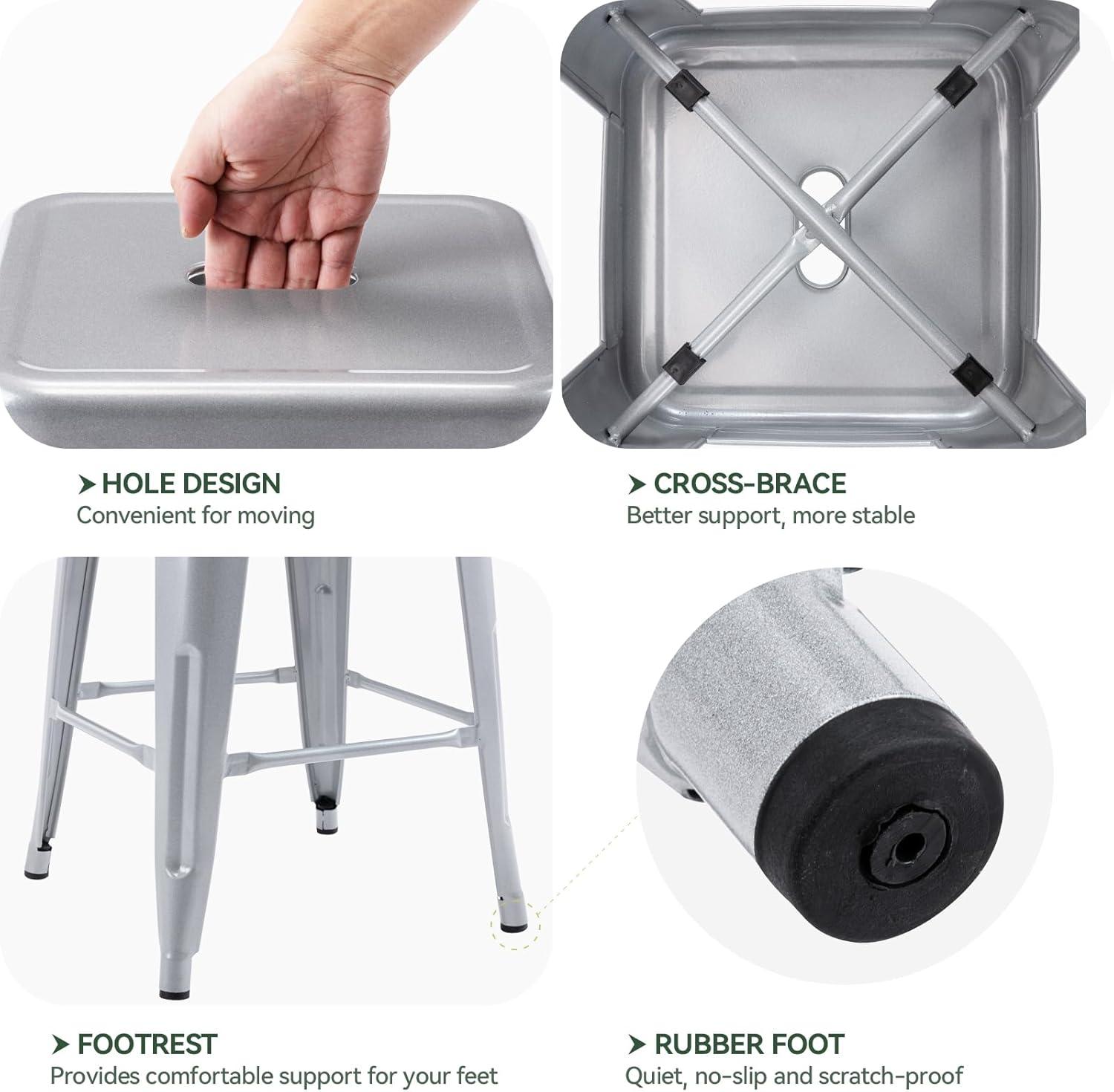 Williston Forge Kohki 24" Counter Stool Metal Bar Stools Counter Height Barstools Backless Indoor/Outdoor Bar Stools Kitchen Counter Stools Chairs(Set of 4)