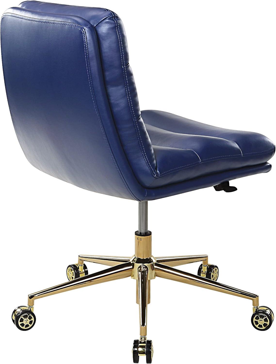 Legacy Office Chair in Navy Faux Leather with Gold Base