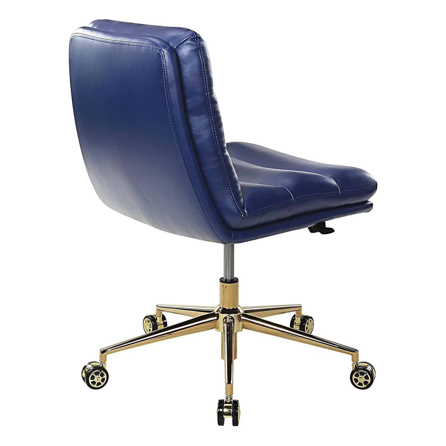 Legacy Office Chair in Navy Faux Leather with Gold Base