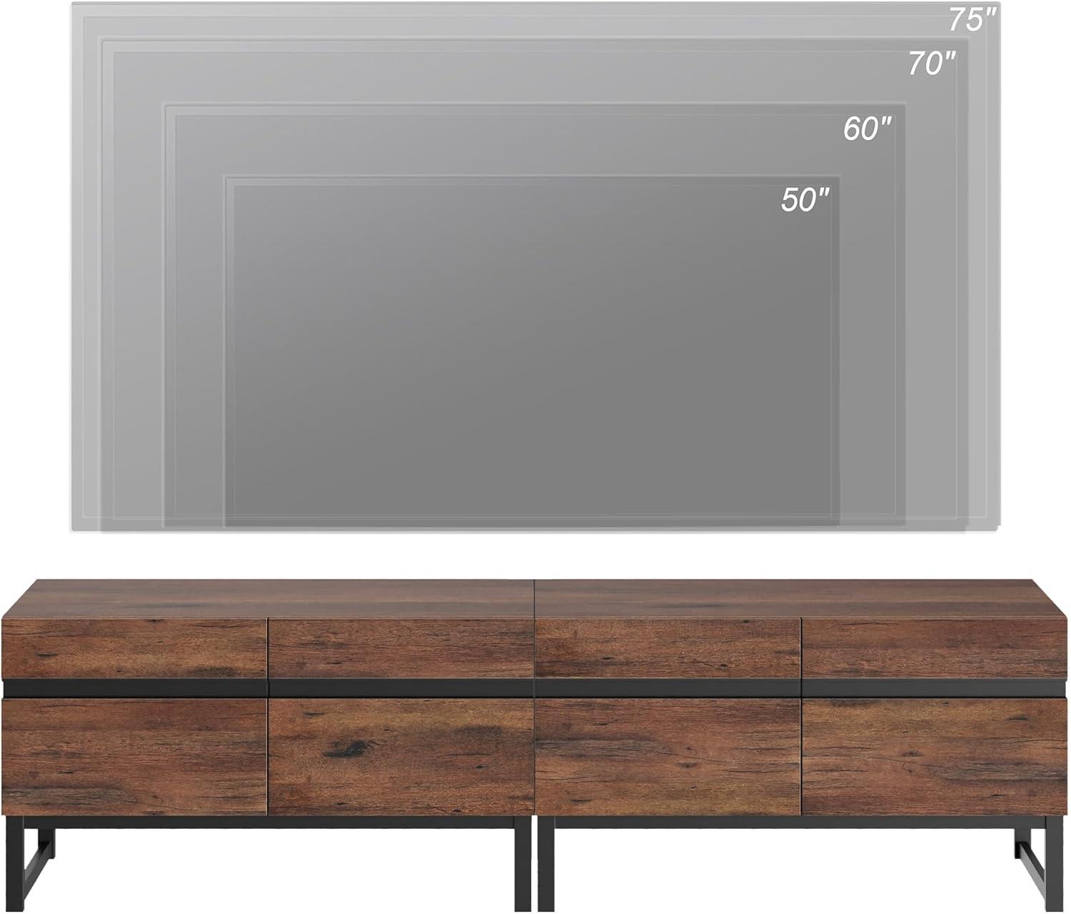 WAMPAT Modern TV Stand for TVs up to 75 inch, 2 in 1 Entertainment Center TV Console with Storage Cabinets and Metal Base,Media Console for Living Room,Brown