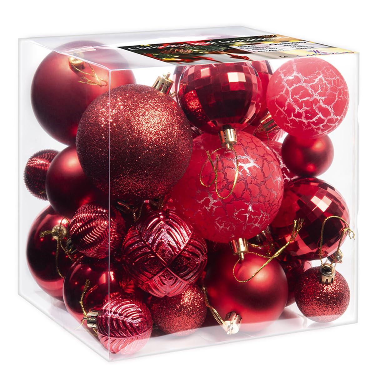 GameXcel Christmas Balls Ornaments for Xmas Tree - Shatterproof Christmas Tree Decorations Small Hanging Ball Wine Red 1.6 Inch x 36 Pack