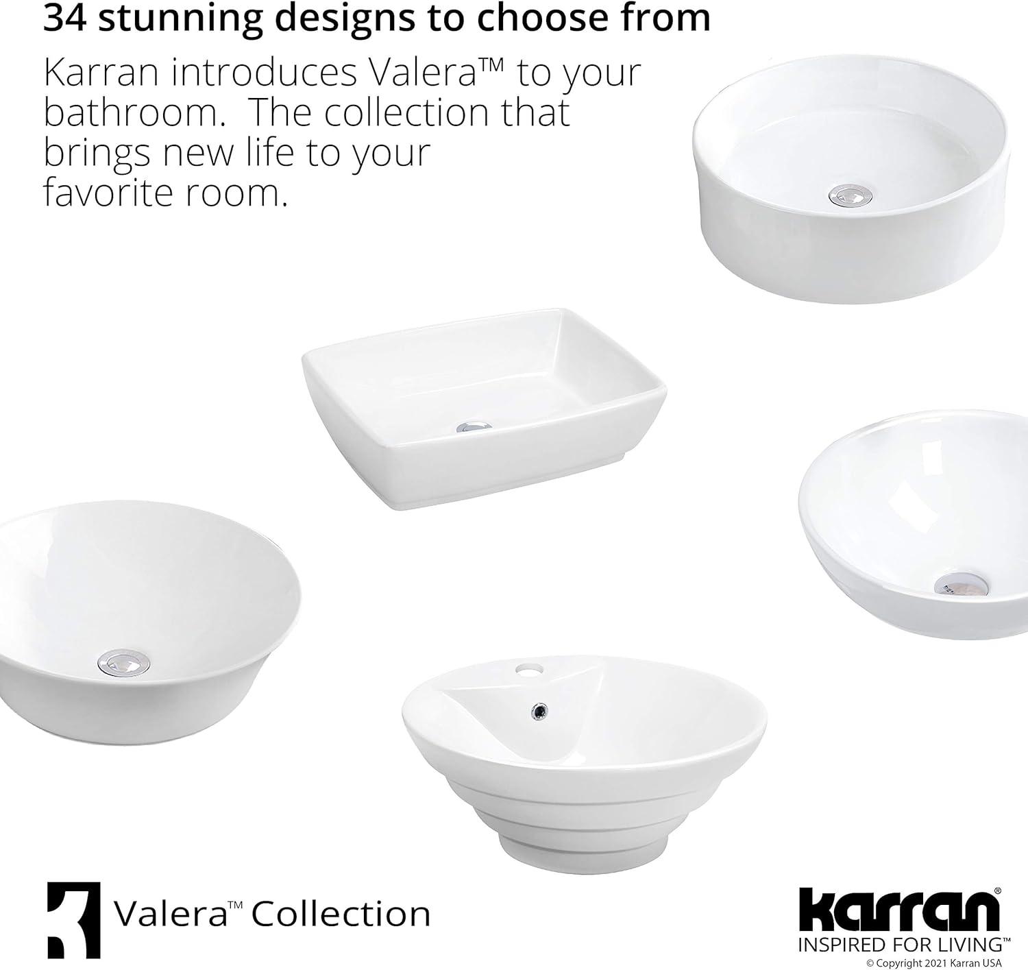 Karran Valera 20 In. Top Mount Vitreous China Rectangular Bathroom Sink With Overflow Drain