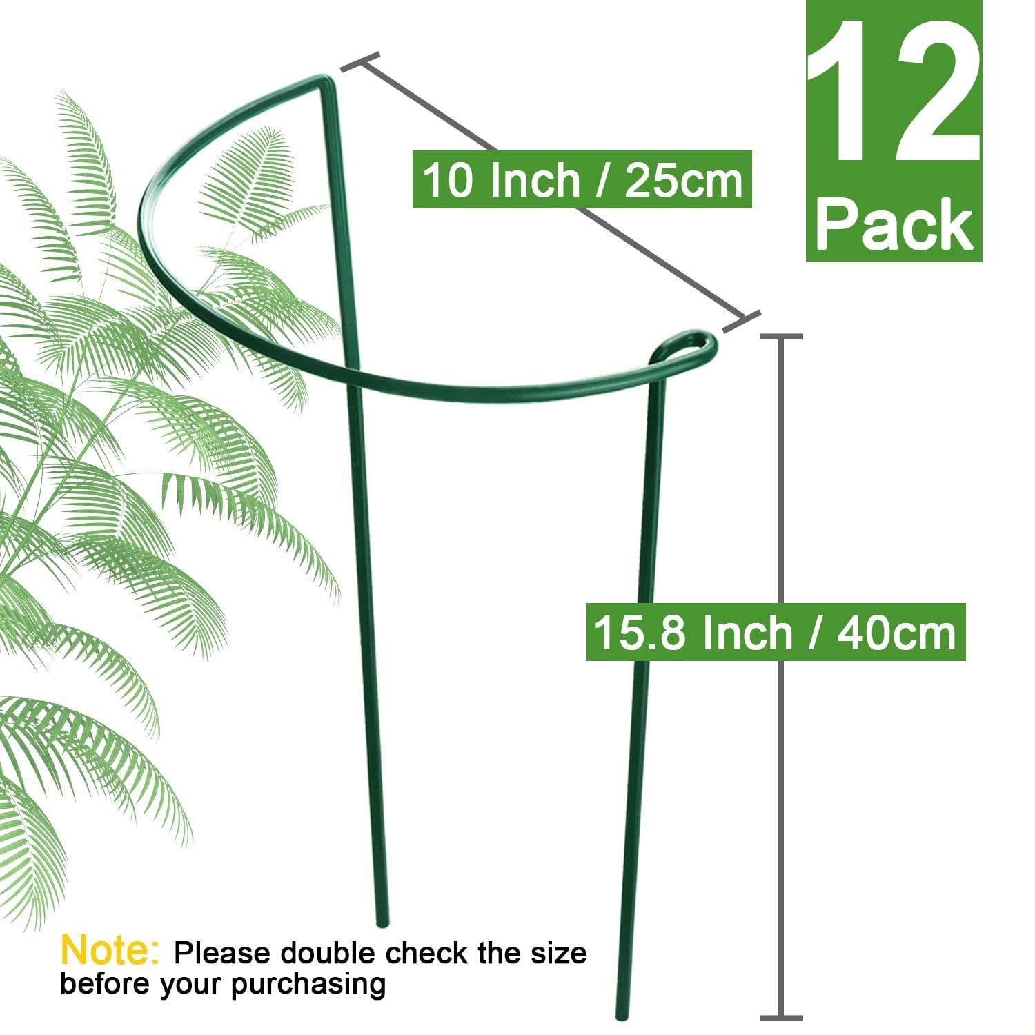 HiGift 12 Pack Plant Stakes for Indoor Plants, Metal Garden Peony Support Cages, Outdoor Plant Supports Ring Prop, Large Plant Stake for Hydrangea,Rose,Flower,Vine,Potted Plants (10" W x 15.8" H) C21