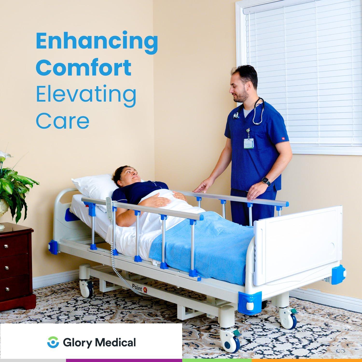 POINT A (PAM-3) Premium 3 Function Full Electric Hospital Bed, Includes 4.7" Memory Mattress (LINAK Motor & Control System and Individual Locking System with 5" casters) Hospital Bed for Home Use