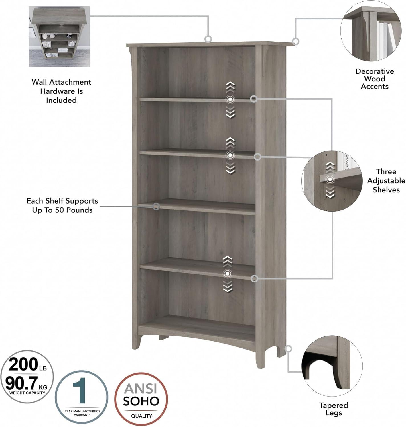 Red Barrel Studio® Khadesha 5 Shelf 63" Standard Bookcase