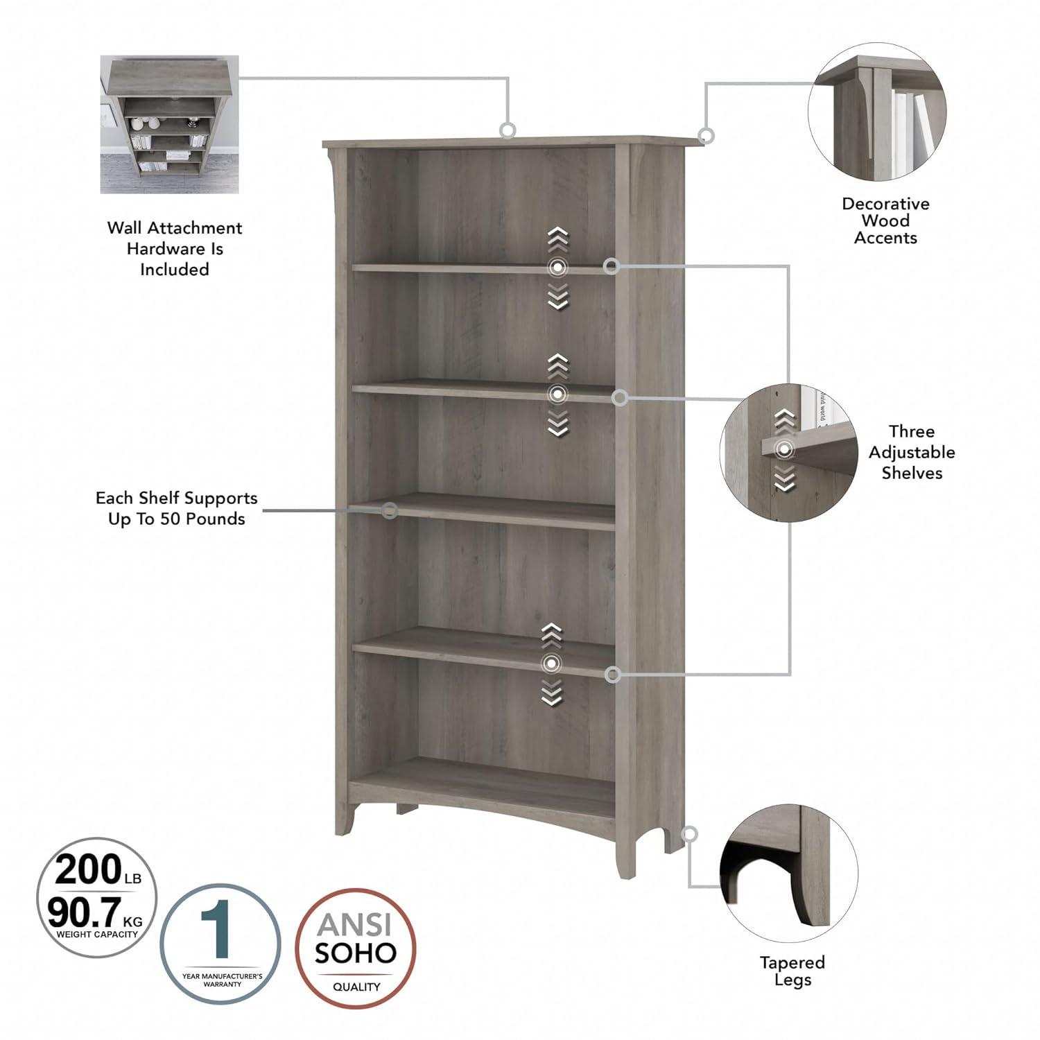 Khadesha 5 Shelf 63" Standard Bookcase
