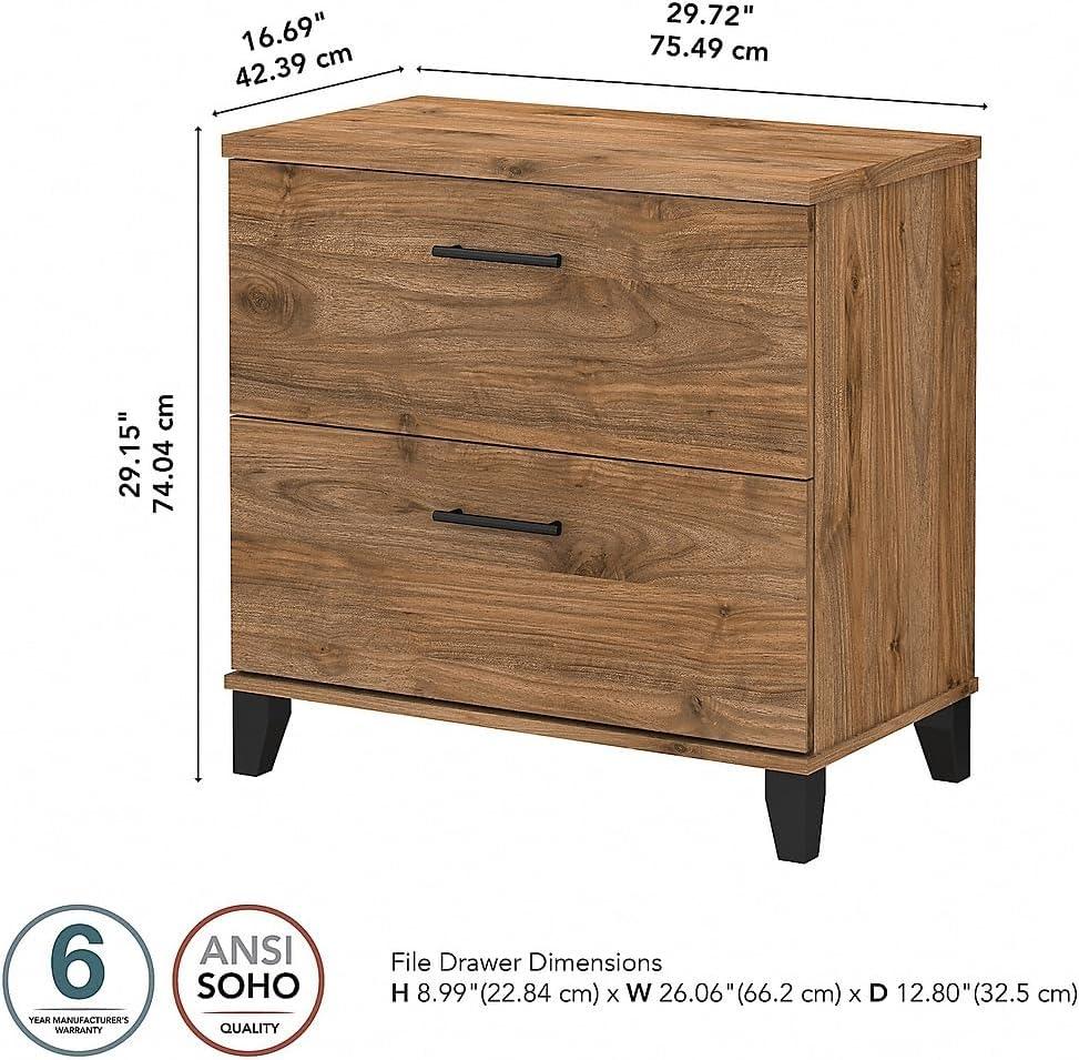 Bush Furniture Somerset Lateral File Cabinet, 2 Drawer, Fresh Walnut