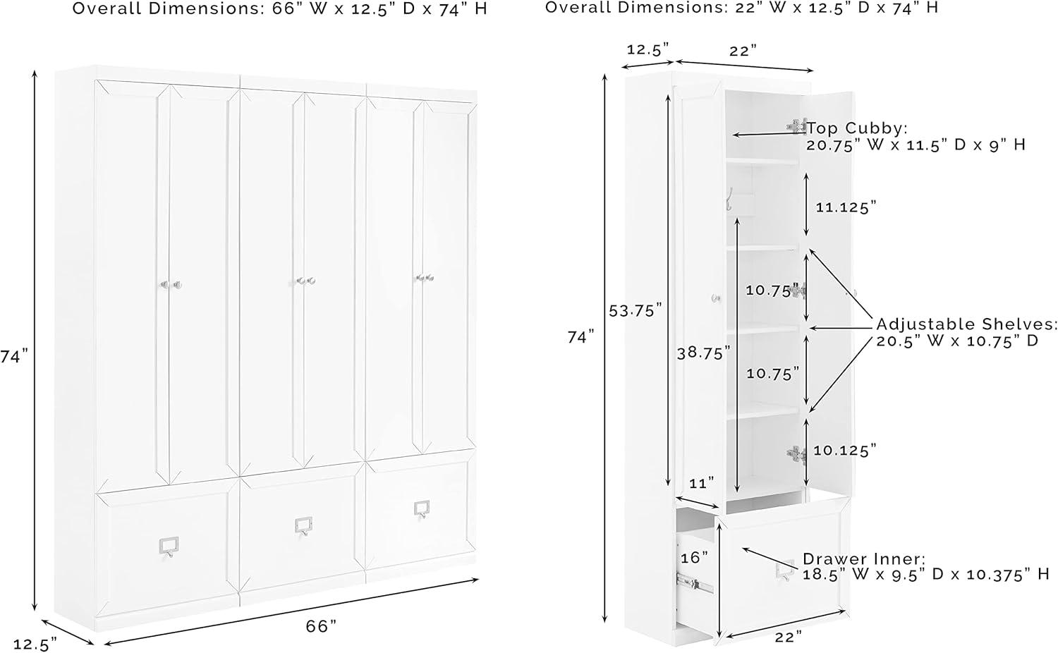 White Modular 3-Piece Entryway Storage Set