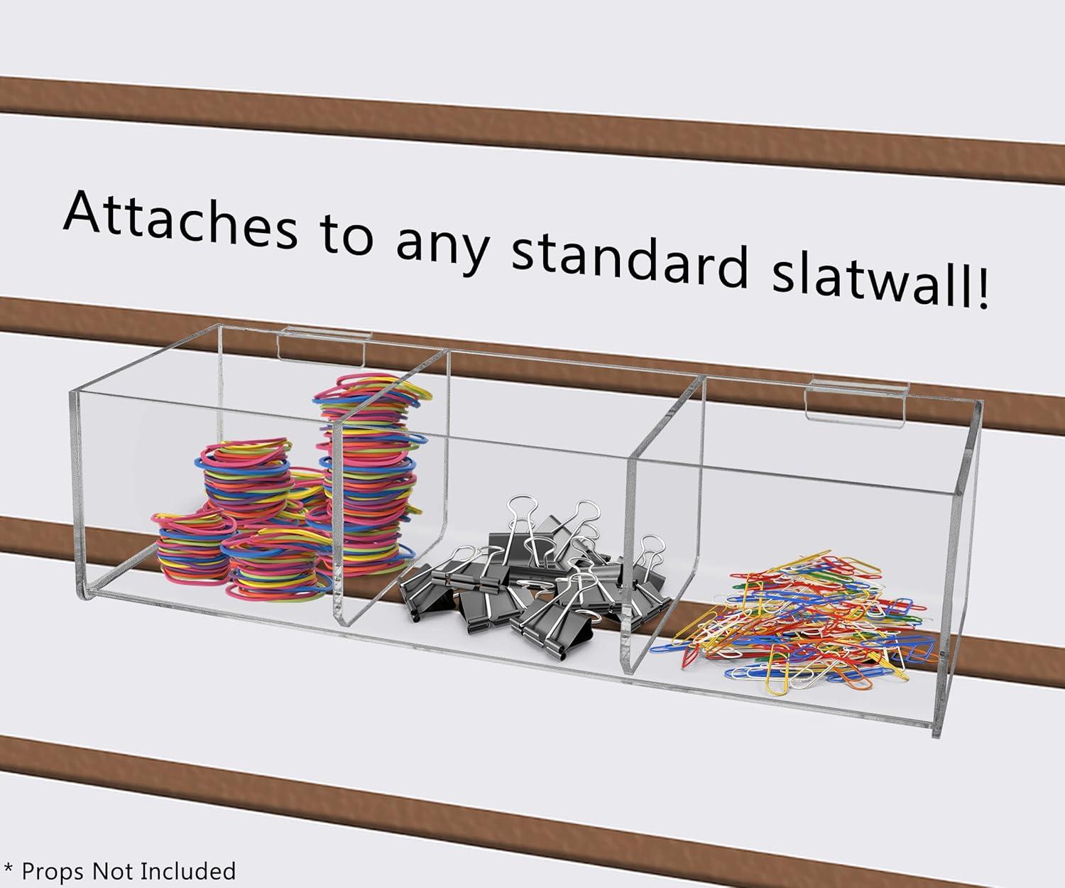 Clear Acrylic 12" Slatwall Tray with 3 Compartments