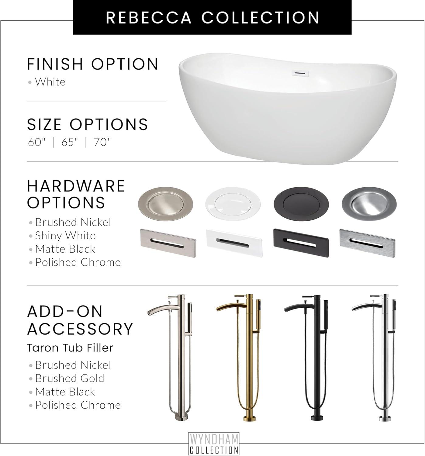 Rebecca 65'' x 32'' Freestanding Soaking Acrylic Bathtub