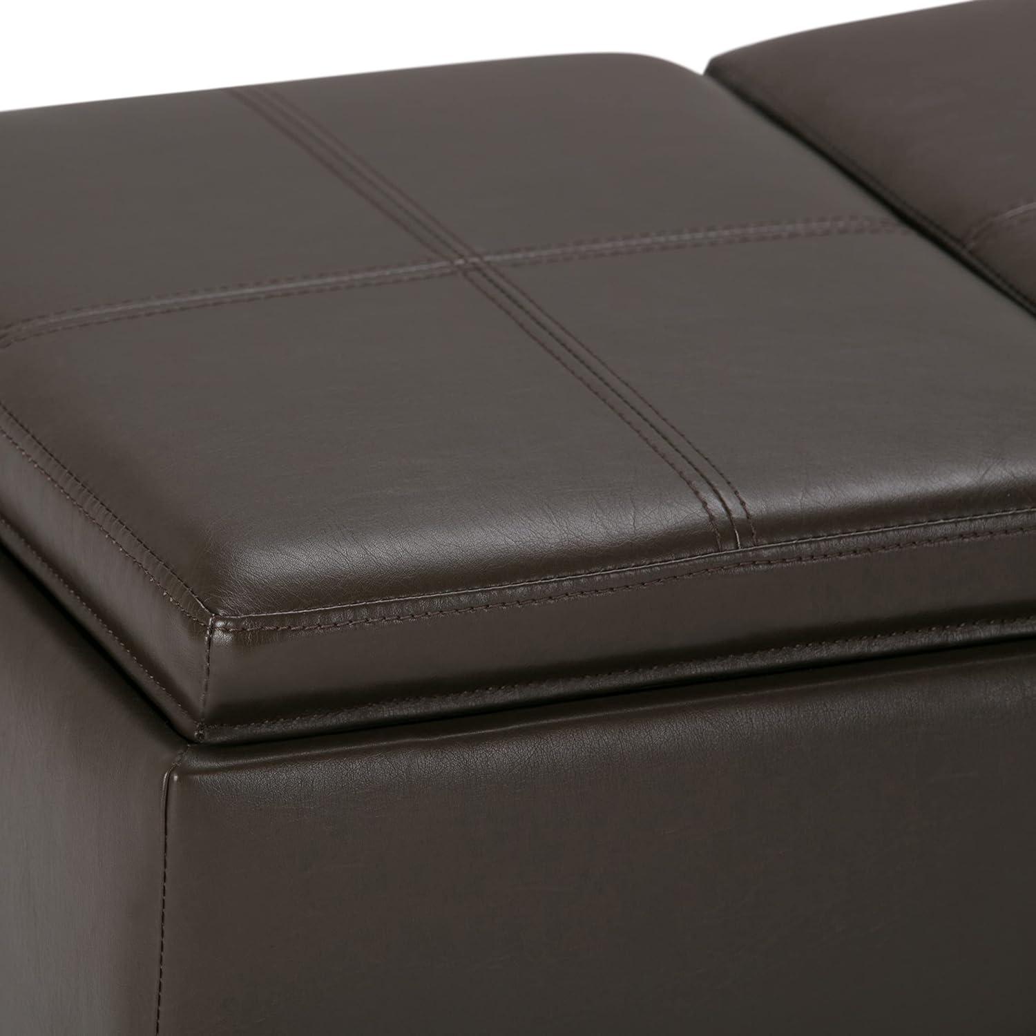 Chocolate Brown Faux Leather Backless Storage Ottoman Bench