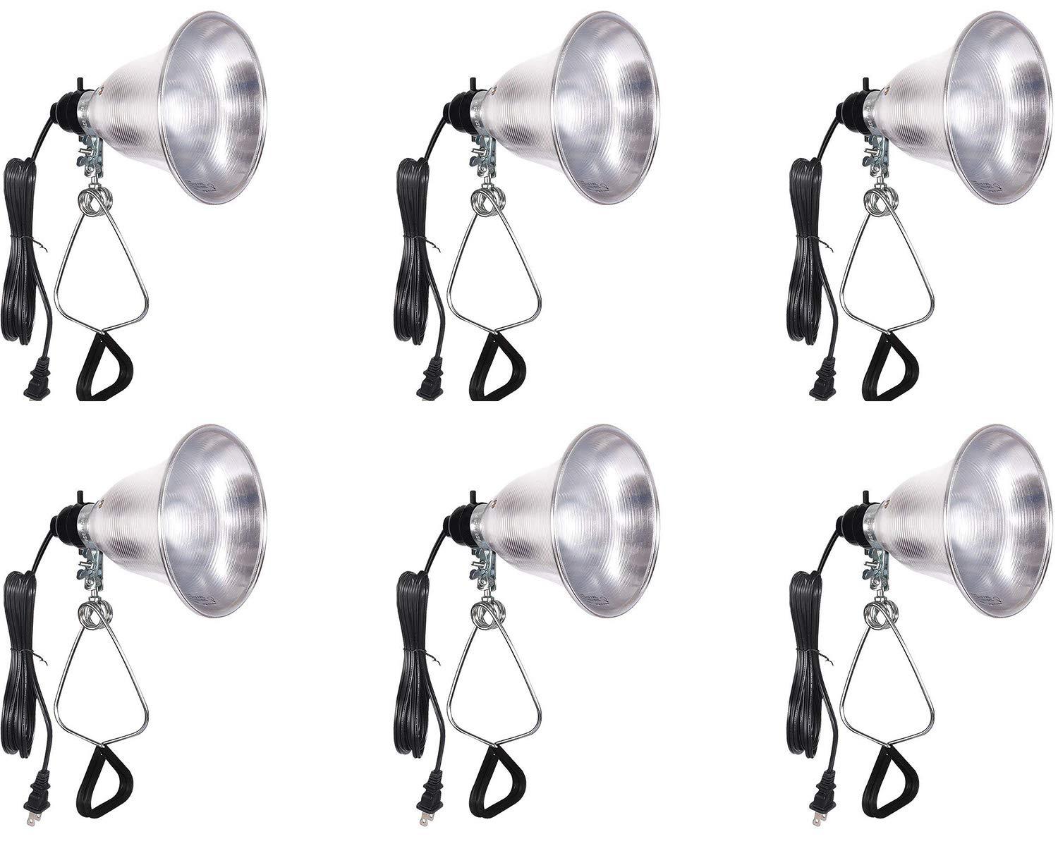 Simple Deluxe 6-Pack Clamp Lamp Light with 5.5'' Aluminum Reflector, 60 Watt E26 (No Bulb Included), 6 Feet 18/2 SPT-2 Cord, for Reptiles Plants Growing