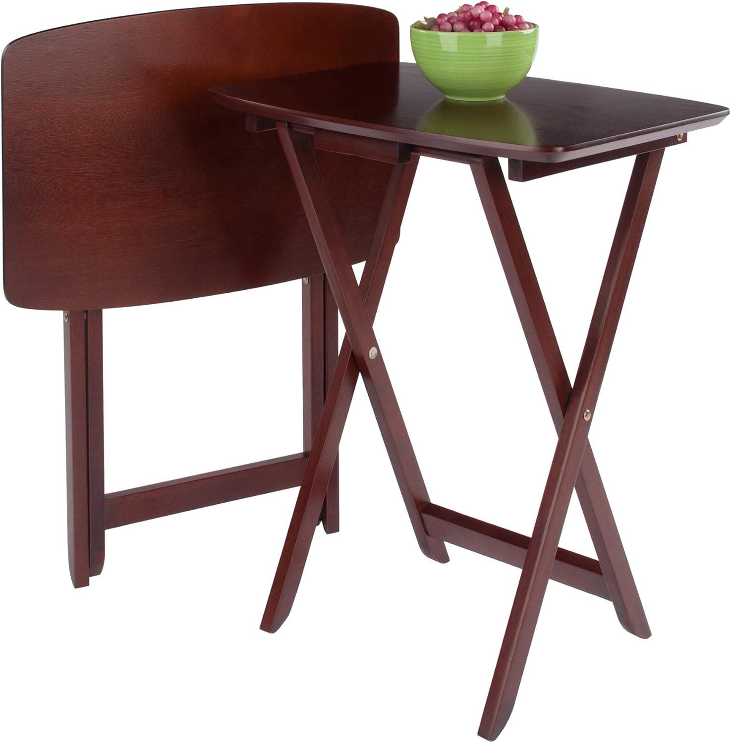 2pc Darlene Snack Table Set Walnut - Winsome: Portable, No Assembly Required, Space-Saving Design