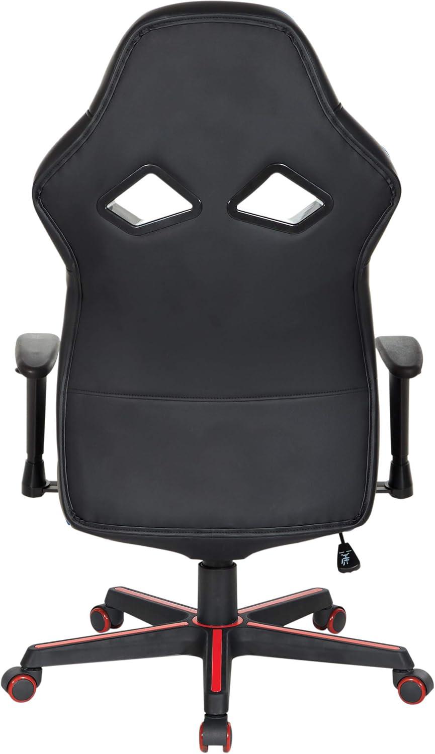 Vapor Gaming Chair in Black Faux Leather with Red Accents