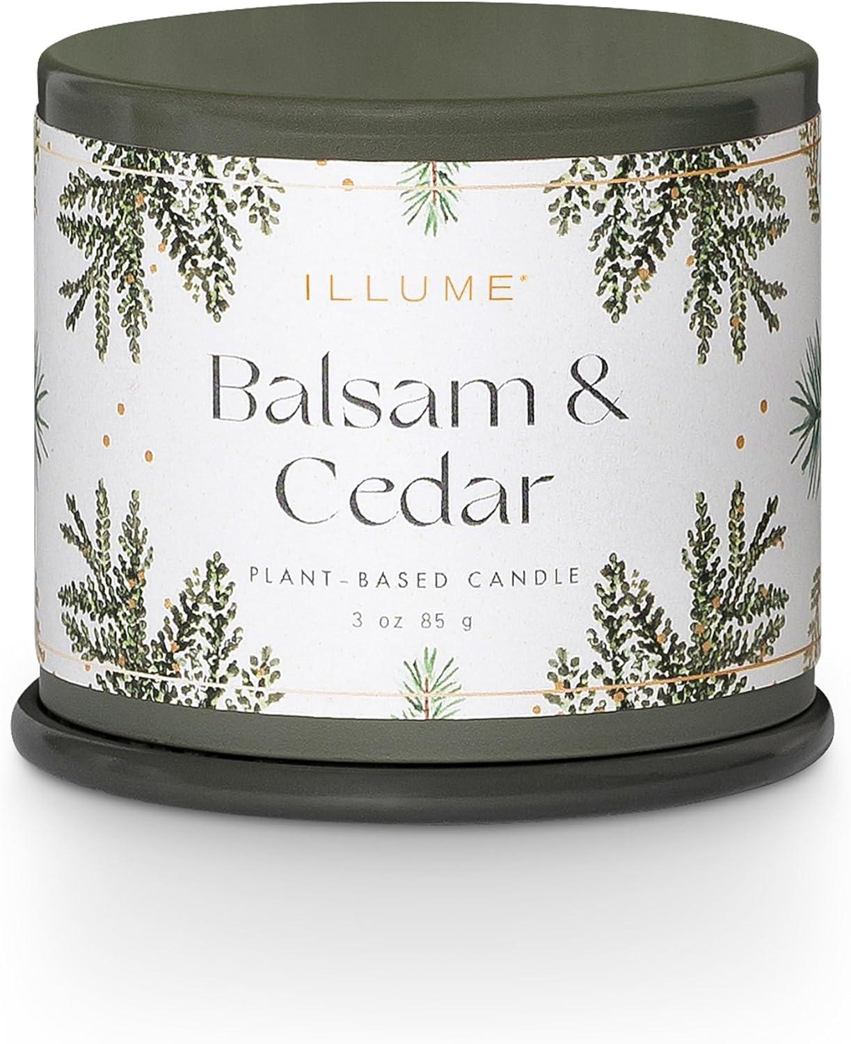 ILLUME Noble Holiday Balsam & Cedar Large Crackle Glass Candle