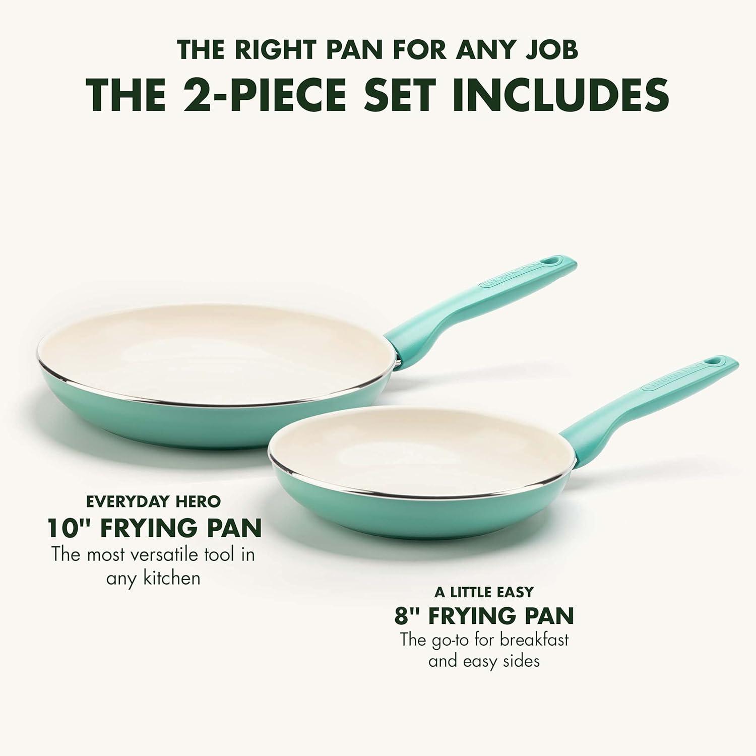 Turquoise Ceramic Nonstick 8" and 10" Frying Pan Set