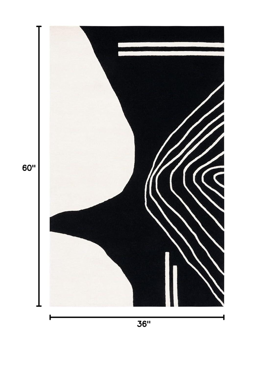 Rodeo Drive RD860 Hand Tufted Indoor Accent Rug - 3'x5' - Black/Ivory - Safavieh