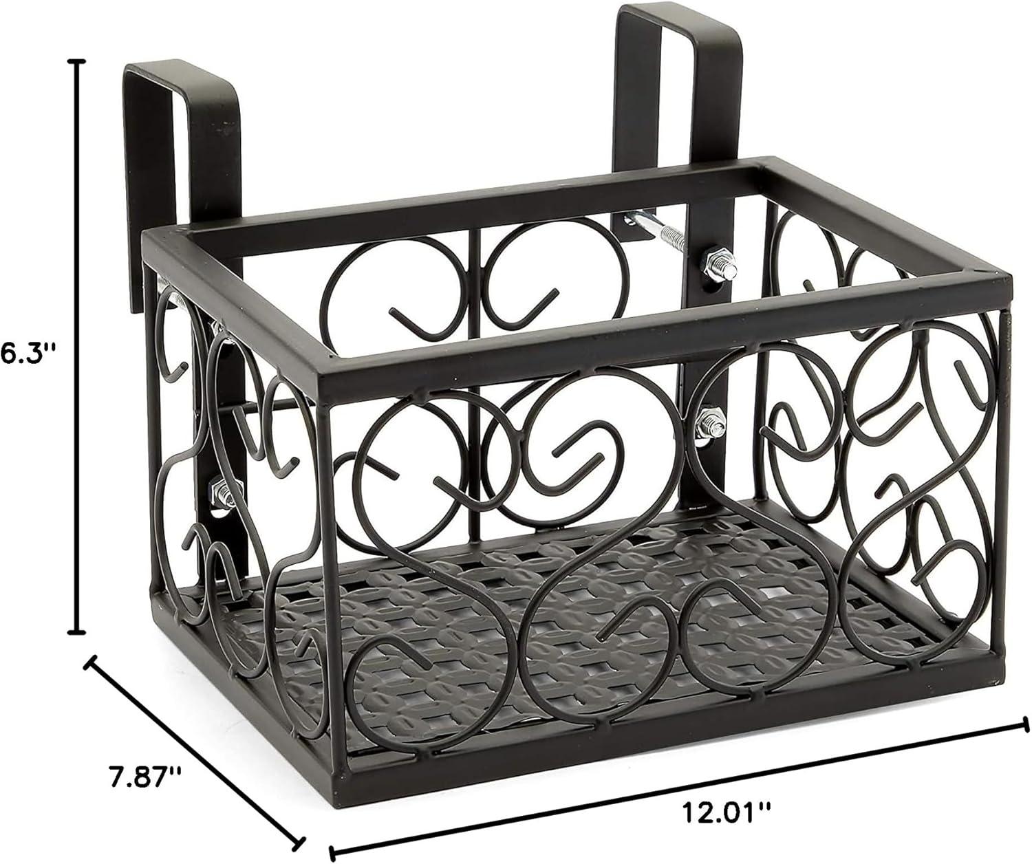 Black Metal Hanging Planter Set for Balcony and Patio