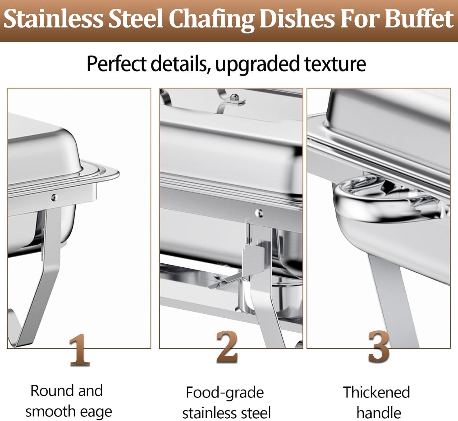 The Party Aisle™ Chafing Dishes For Buffet 4 Pack, 8 Qt Stainless Steel Chafers And Buffet Warmers Sets With Lid, Rectangle Serving Food Warmer Catering Supplies Buffet Display For Parties