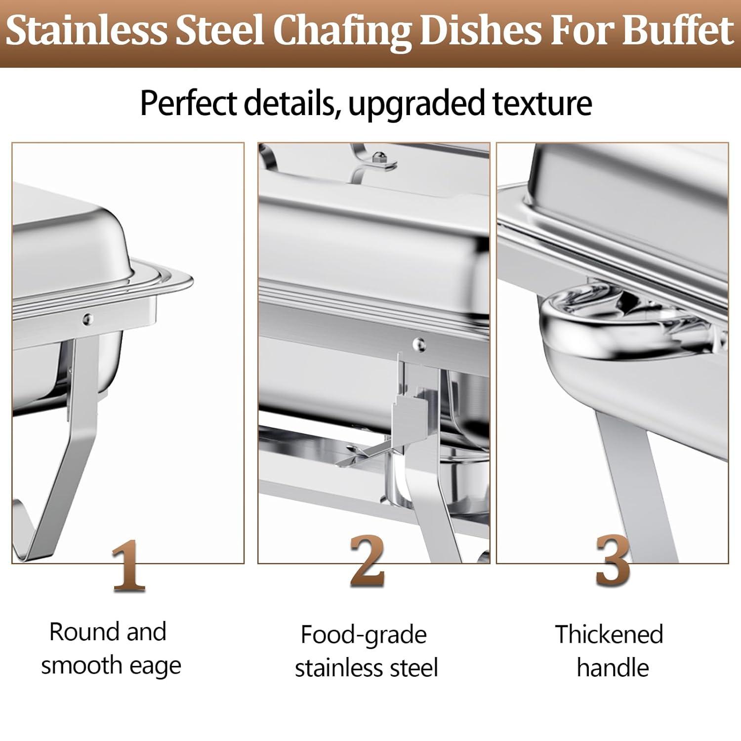 The Party Aisle™ Chafing Dishes For Buffet 4 Pack, 8 Qt Stainless Steel Chafers And Buffet Warmers Sets With Lid, Rectangle Serving Food Warmer Catering Supplies Buffet Display For Parties