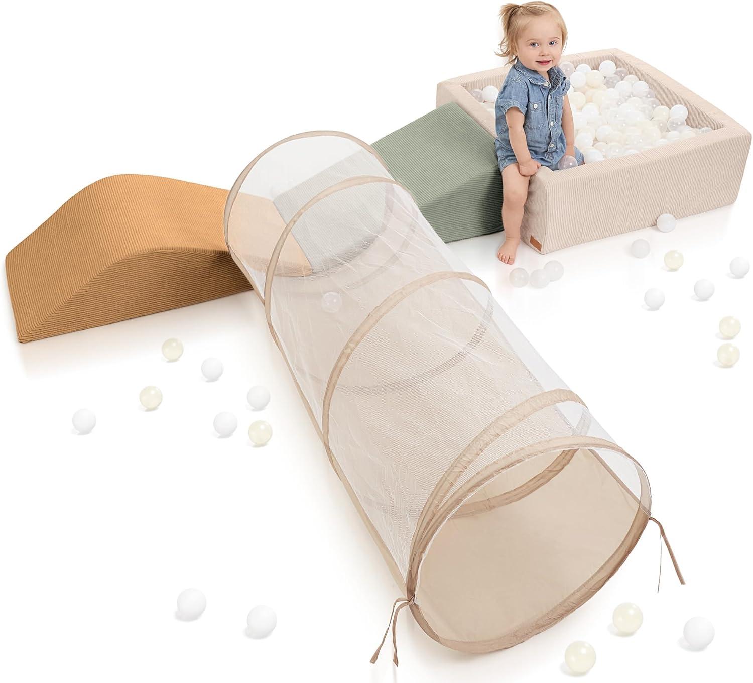 Fun Climbing Toy Set for Toddlers 1-3 - Includes Tunnel, Ball Pit & Climbing Blocks for Endless Indoor Fun - Safe Foam Play Gym for Babies/Kids