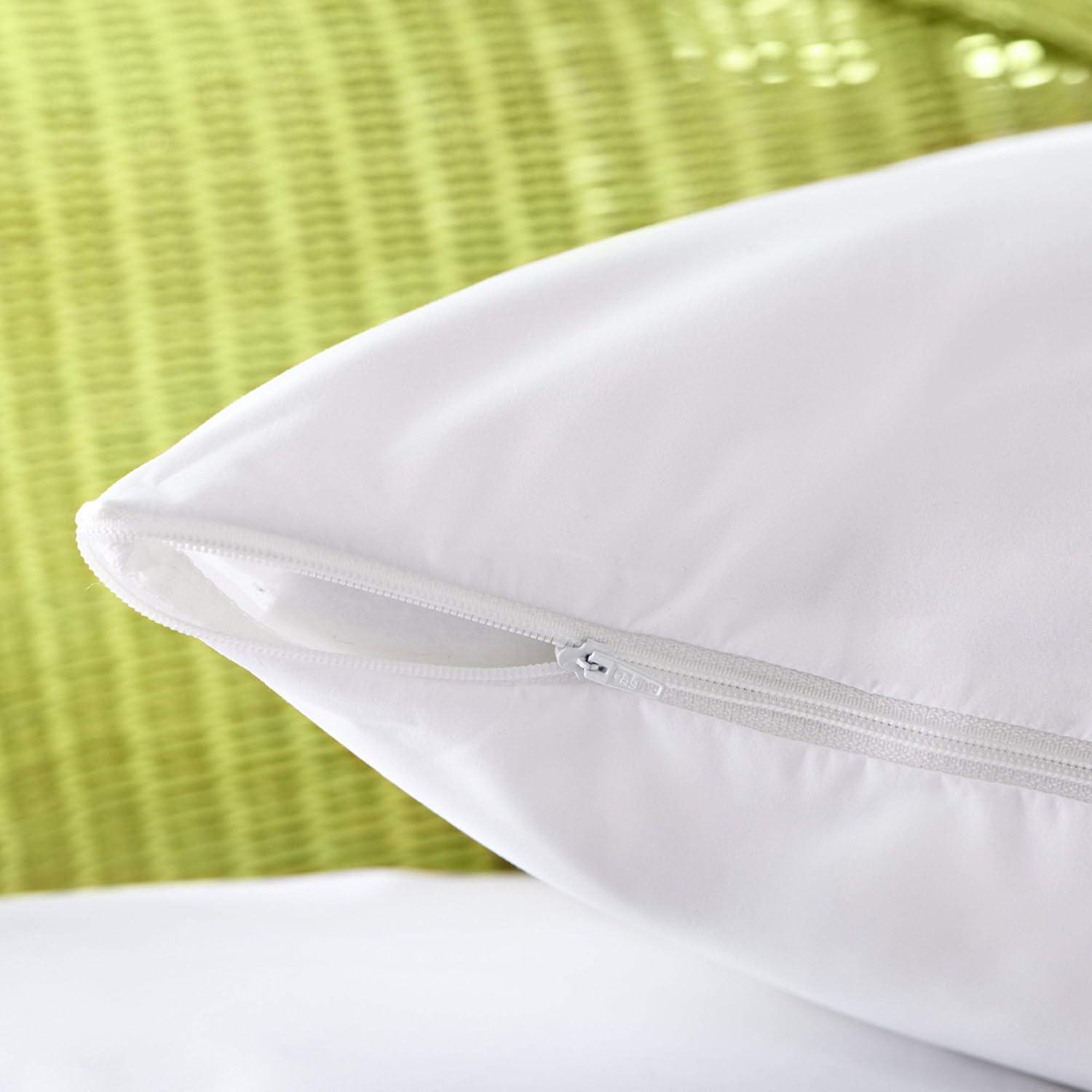 AllerEase 100% Cotton Allergy Protection Pillow Protectors - Hypoallergenic, Zippered, Allergist Recommended, Prevent Collection of Dust Mites and Other Allergens, Standard Sized, 20? x 26? (Set of 4)