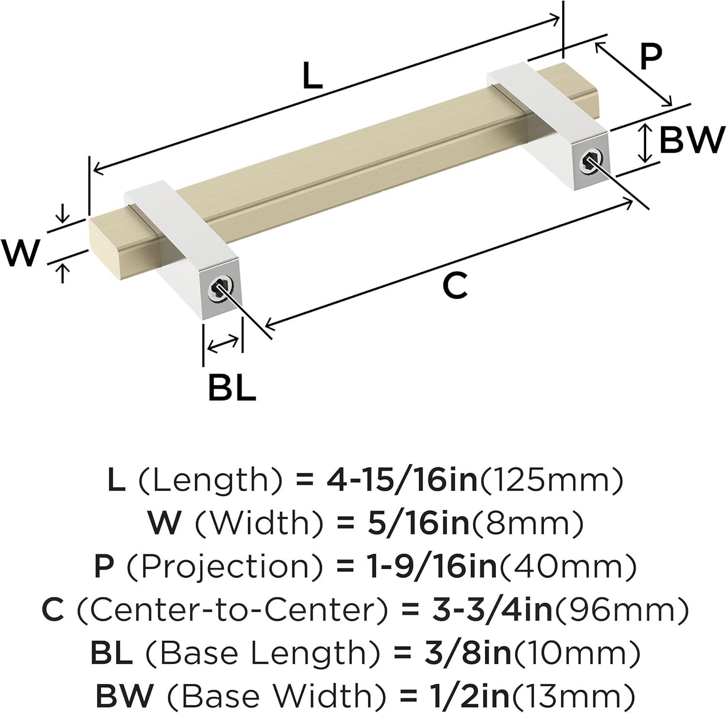 Amerock Mulino 3-3/4 inch (96mm) Center-to-Center Golden Champagne/Polished Chrome Cabinet Pull