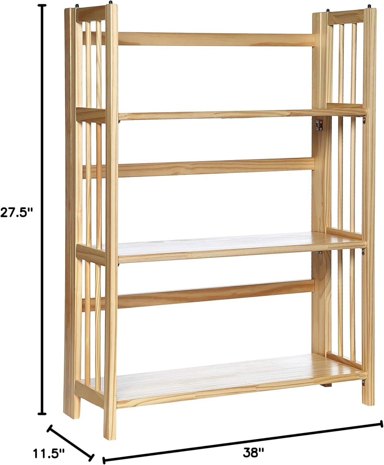 3-Shelf Folding Stackable Bookcase 27.5" Wide-Natu