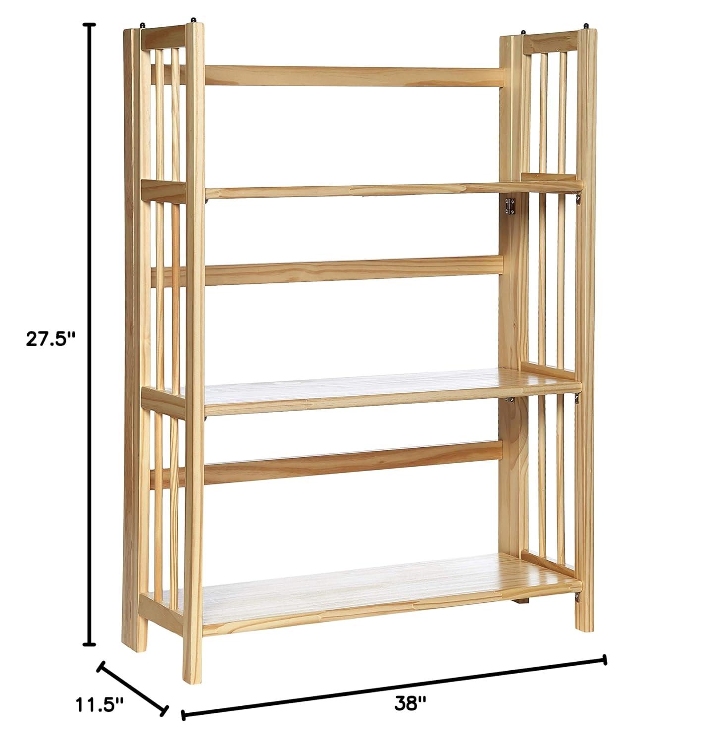 3-Shelf Folding Stackable Bookcase 27.5" Wide-Natu
