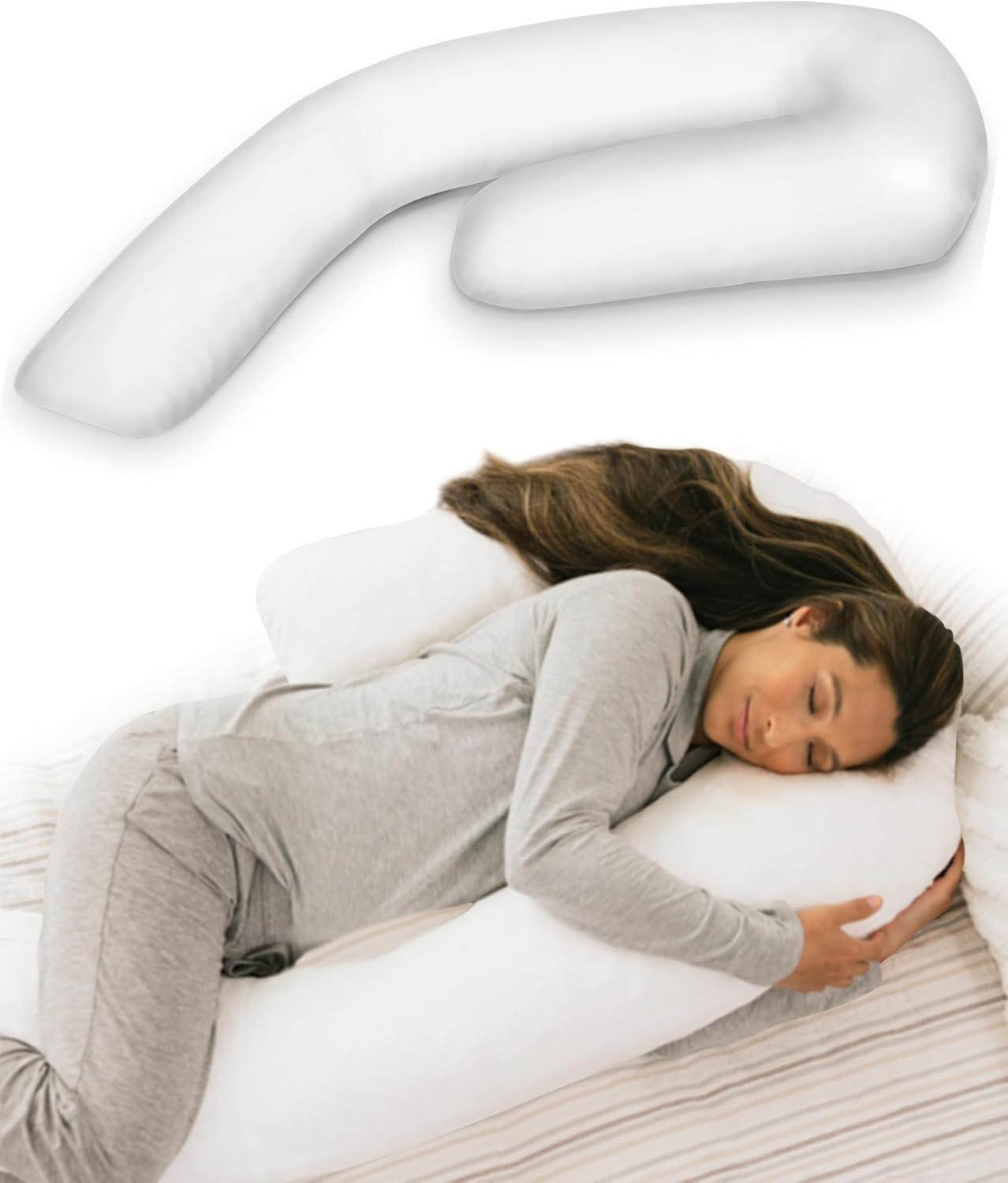 MedCline Therapeutic Full Body Pillow - Pillow for Side Sleepers - Shredded Memory Foam - Medium / Large - 5'2" & Above