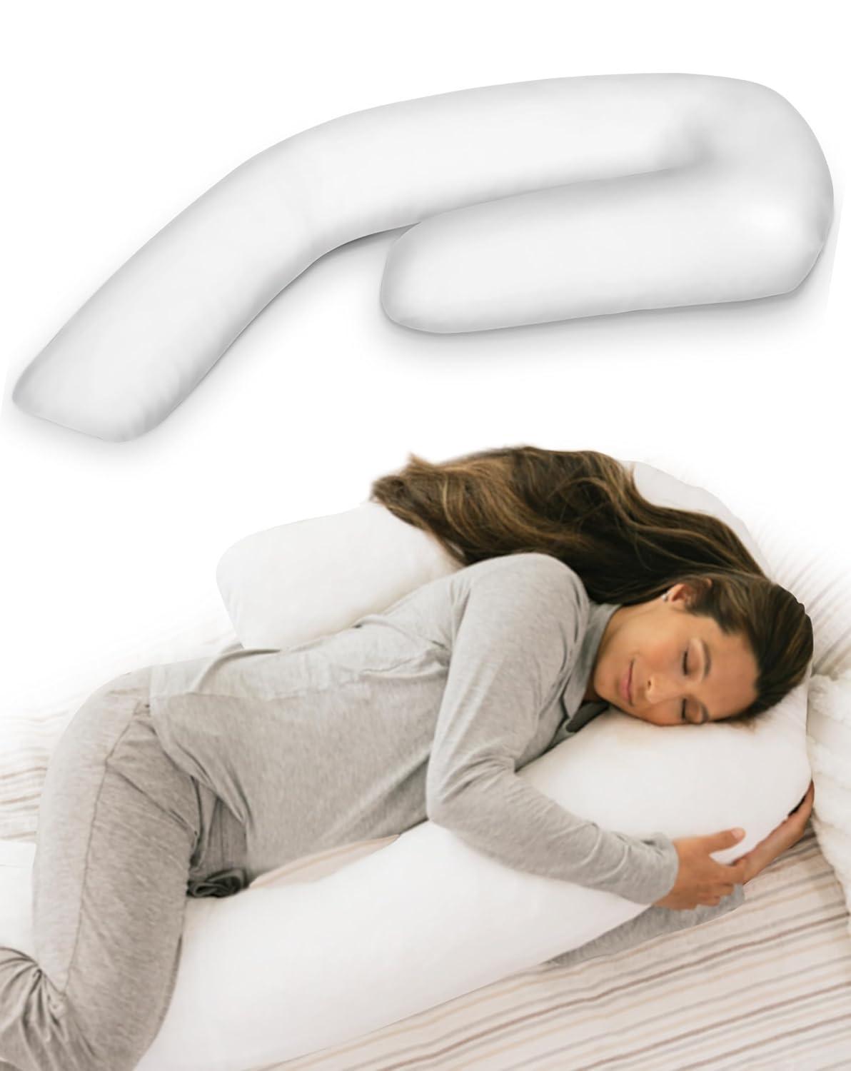 MedCline Therapeutic Full Body Pillow - Pillow for Side Sleepers - Shredded Memory Foam - Medium / Large - 5'2" & Above