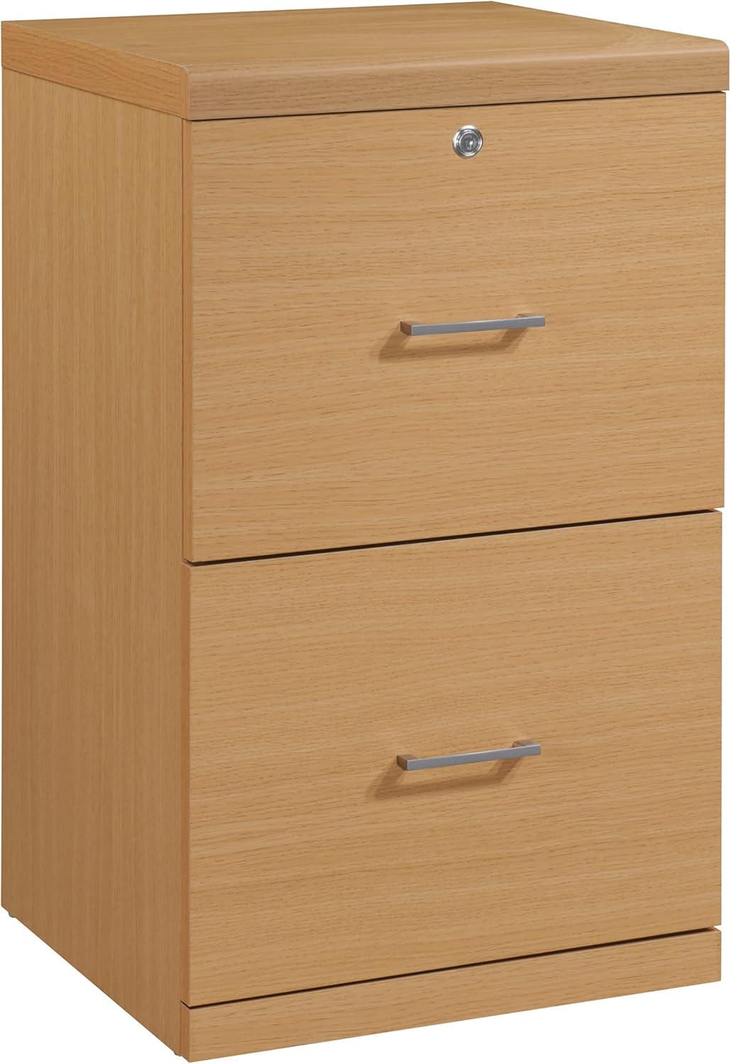 Natural 2-Drawer Lockable Vertical File Cabinet with Engineered Wood