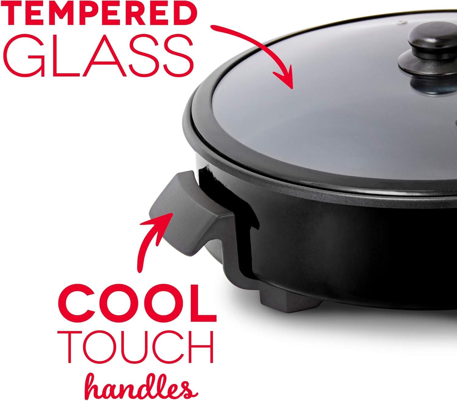 Dash Family Size Electric Skillet with 14 inch Nonstick Surface + Recipe Book for Pizza Burgers, Cookies, Fajitas, Breakfast & More, 20 Cup Capacity, 2.5 Inch Deep, 1400-Watt - Black