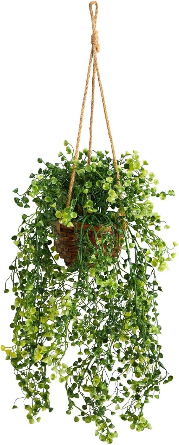 Nearly Natural 20-in Baby Tear Artificial Plant in Hanging Basket