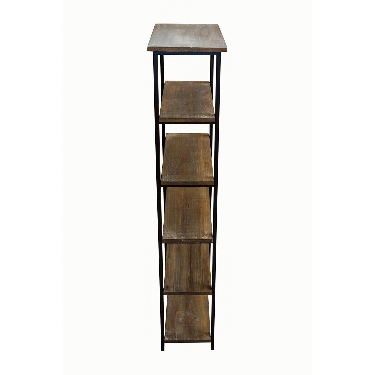 Alaterre Furniture Pomona 70 in. Tall 5-Shelf Solid Pine Wood & Metal Bookcase, Bookshelf for Home Office, Living Room or Bedroom, Natural