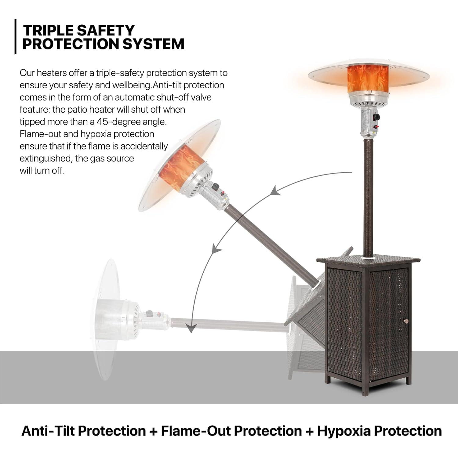 MoNiBloom Outdoor Patio Heater, 48,000 BTU Gas Propane Standing Patio Heater for Commercial & Residential Use