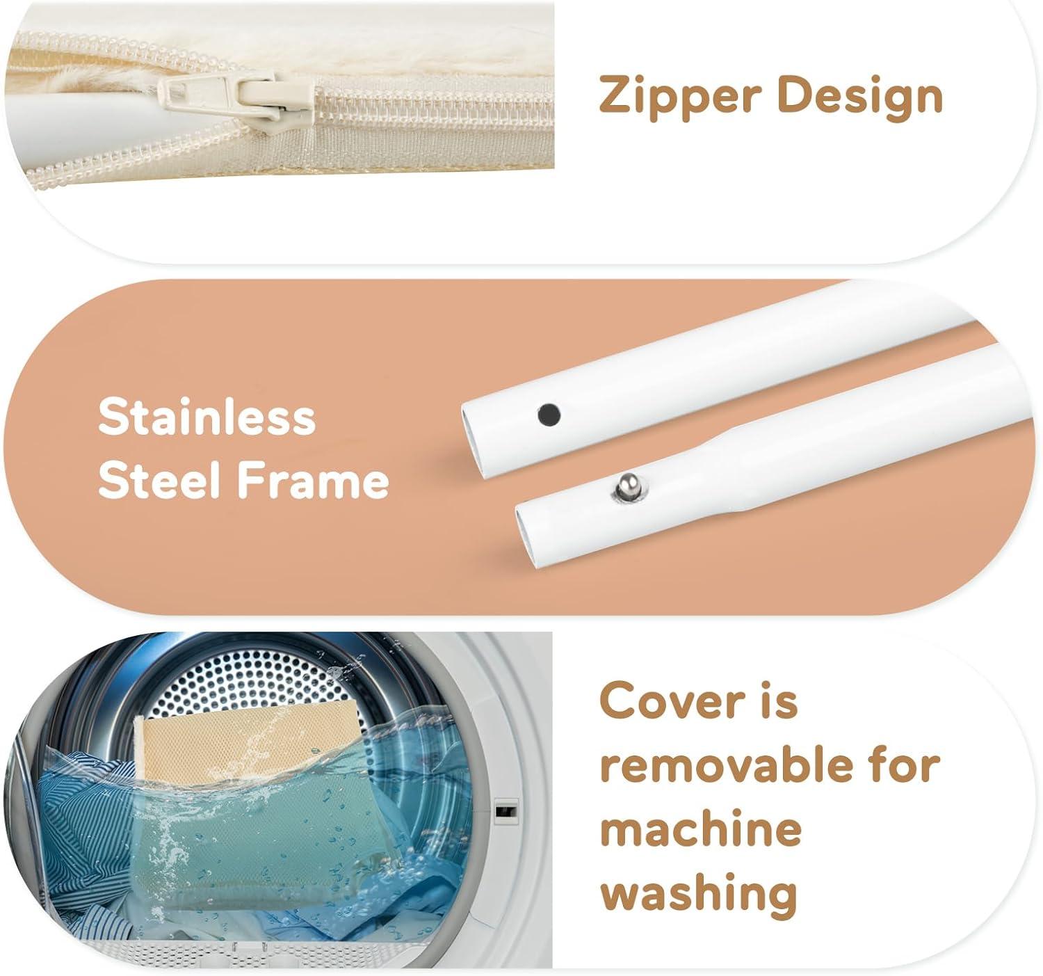 Tucker Murphy Pet™ Foldable Cat Hammock For Window - Cordless, Embeded Machine Washable Padded Bed, Robust Metal Frame - Cat Window Perch For Large Cats And Kittens (White Bolster Bed, Large)