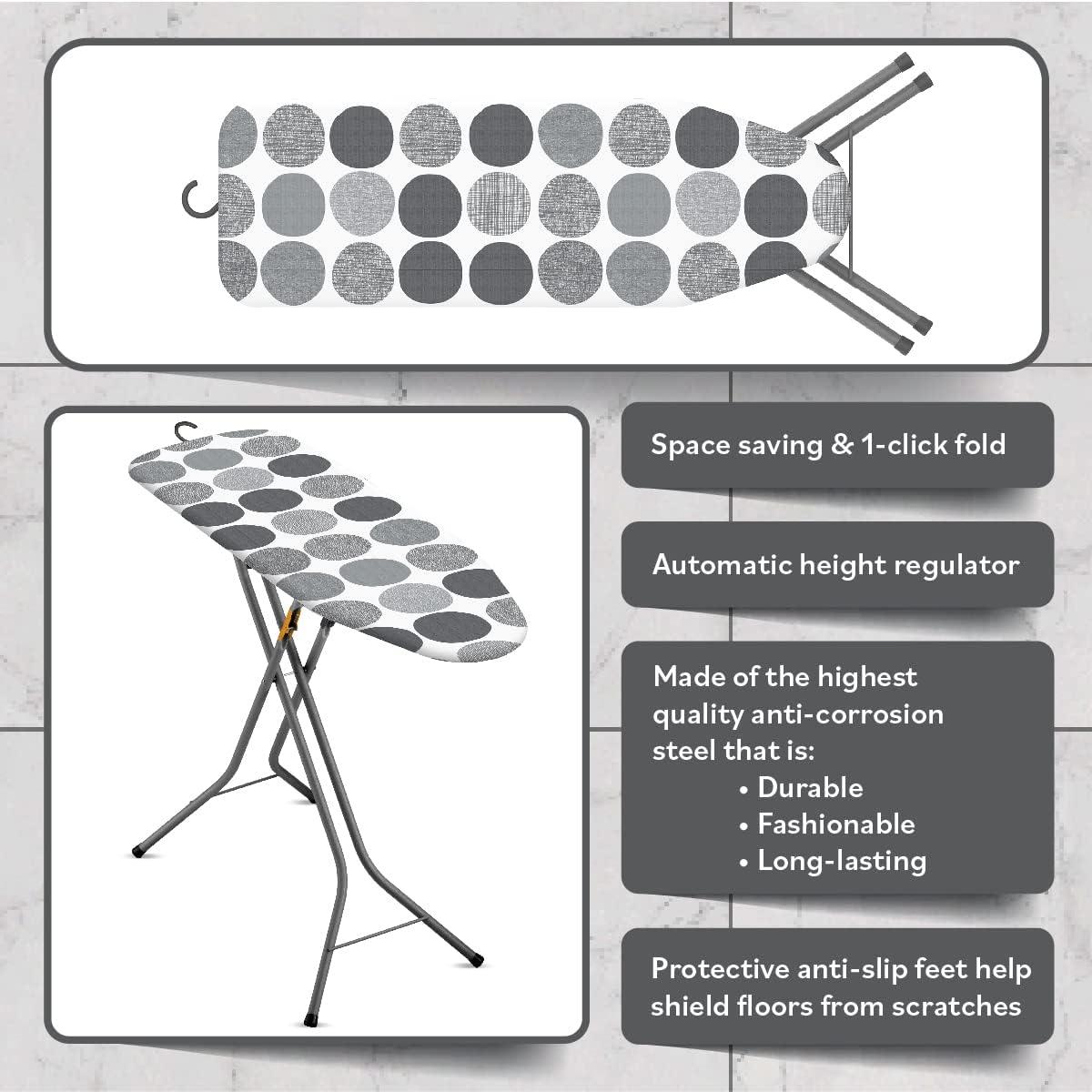 Gray and White Stainless Steel Foldable Ironing Board