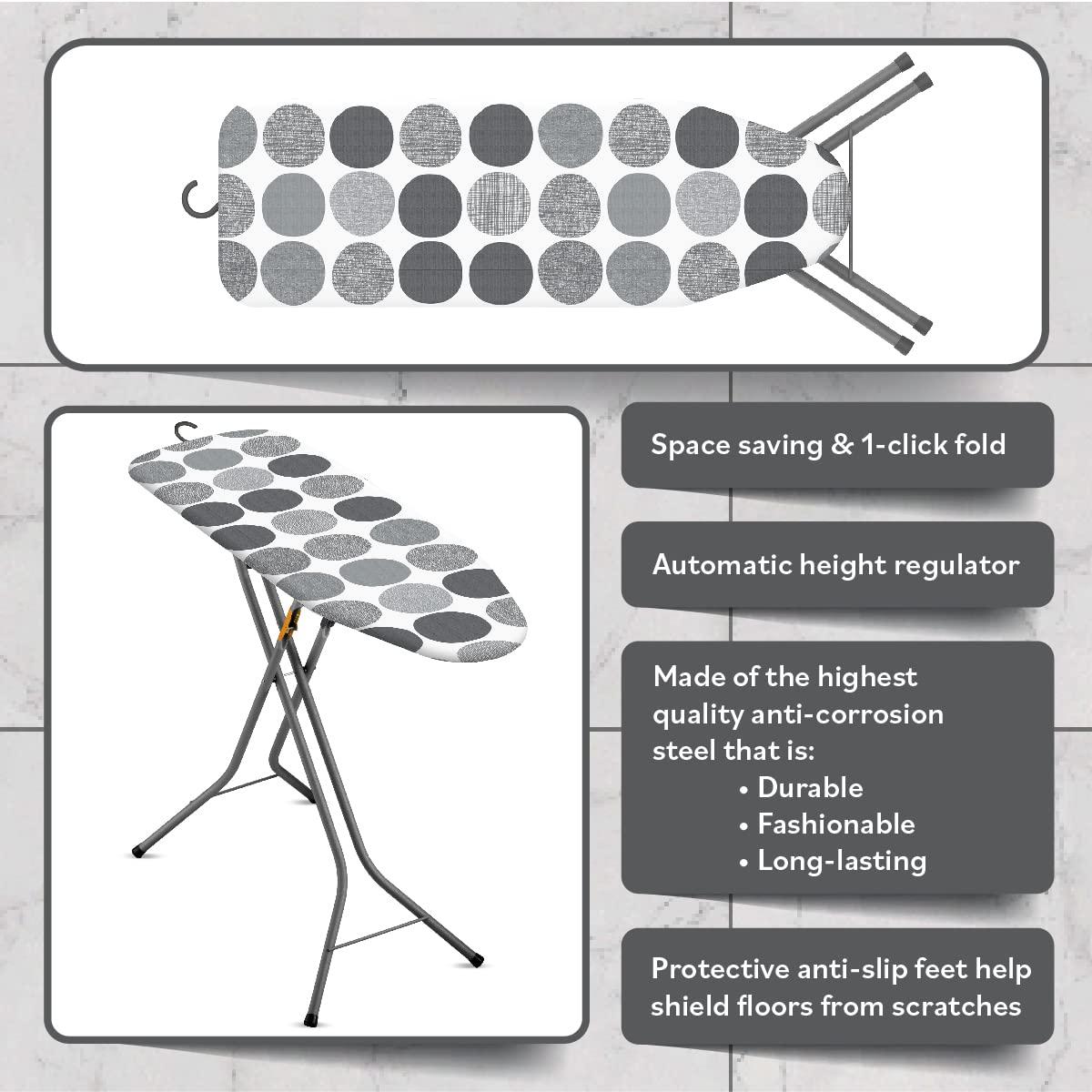 Gray and White Stainless Steel Foldable Ironing Board