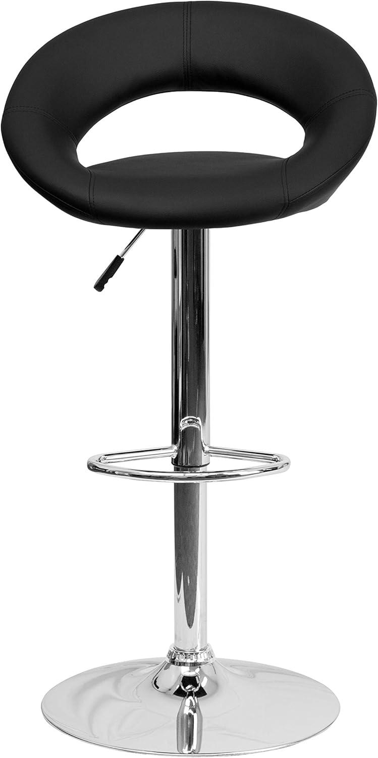 Flash Furniture Contemporary Vinyl Rounded Orbit-Style Back Adjustable Height Barstool with Chrome Base