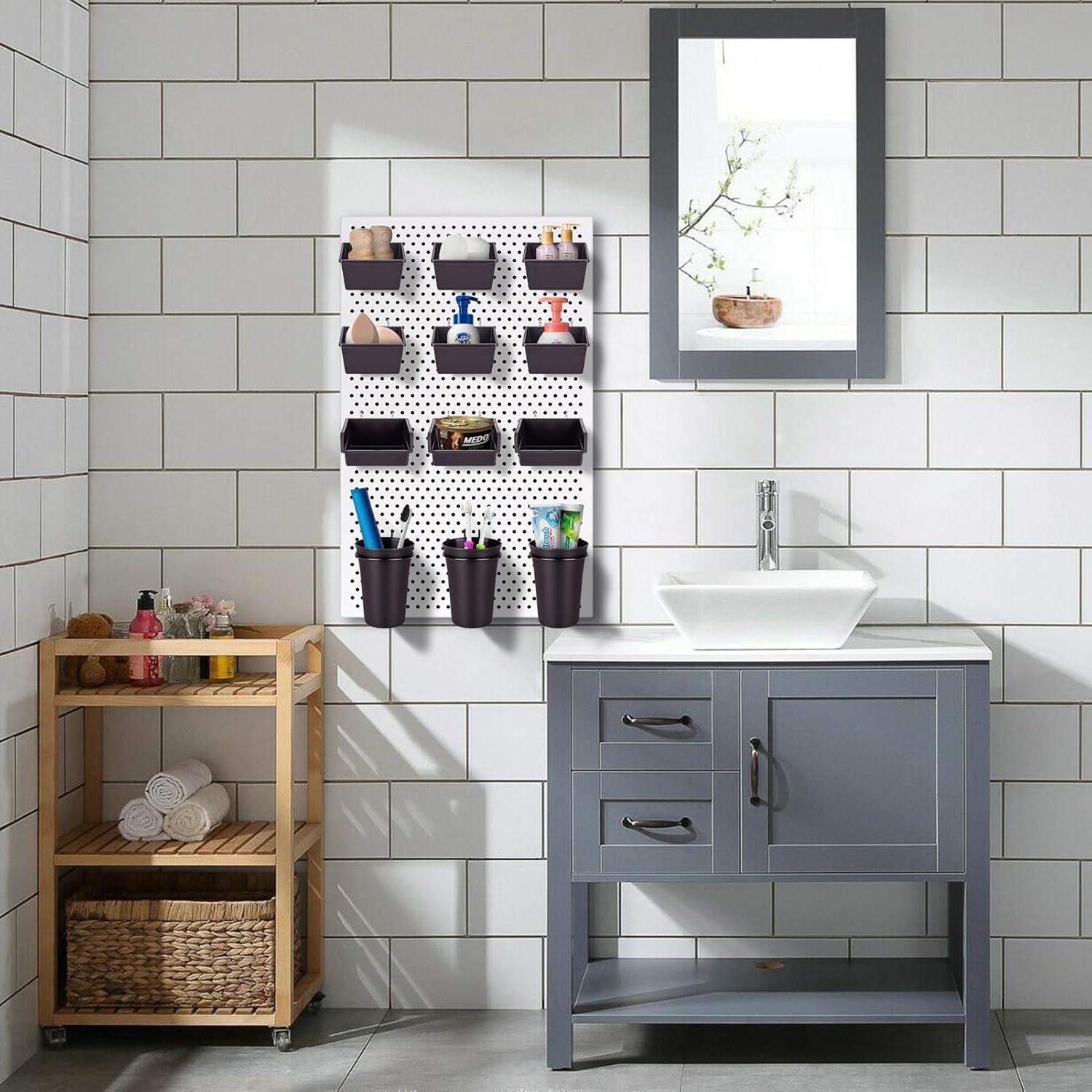 G.Core 12-Pack Pegboard Bins & Cups with Hooks, Plastic Peg Board Accessories for Organizing Tools