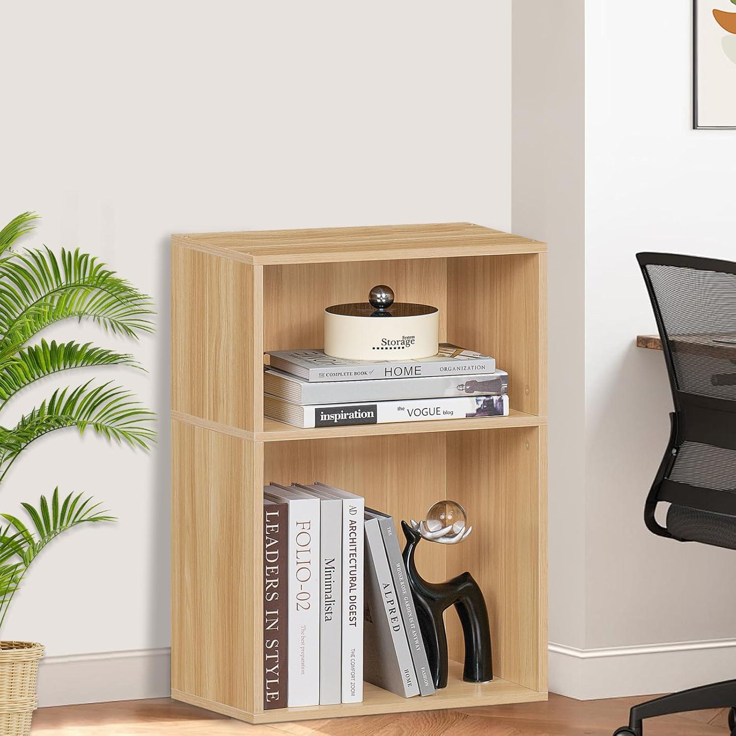 Satiny 7 Cube Bookshelf 3-Tier Bookcase with Legs, Mint-Green Kids Book Shelf Cute Storage Organizer, Toy Shelves Bookshelves,Wood Display Bookcases