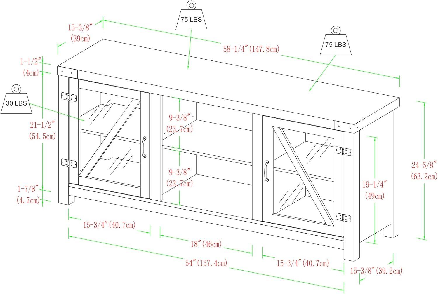 WE Furniture 58" Rustic Farmhouse Styled TV Stand