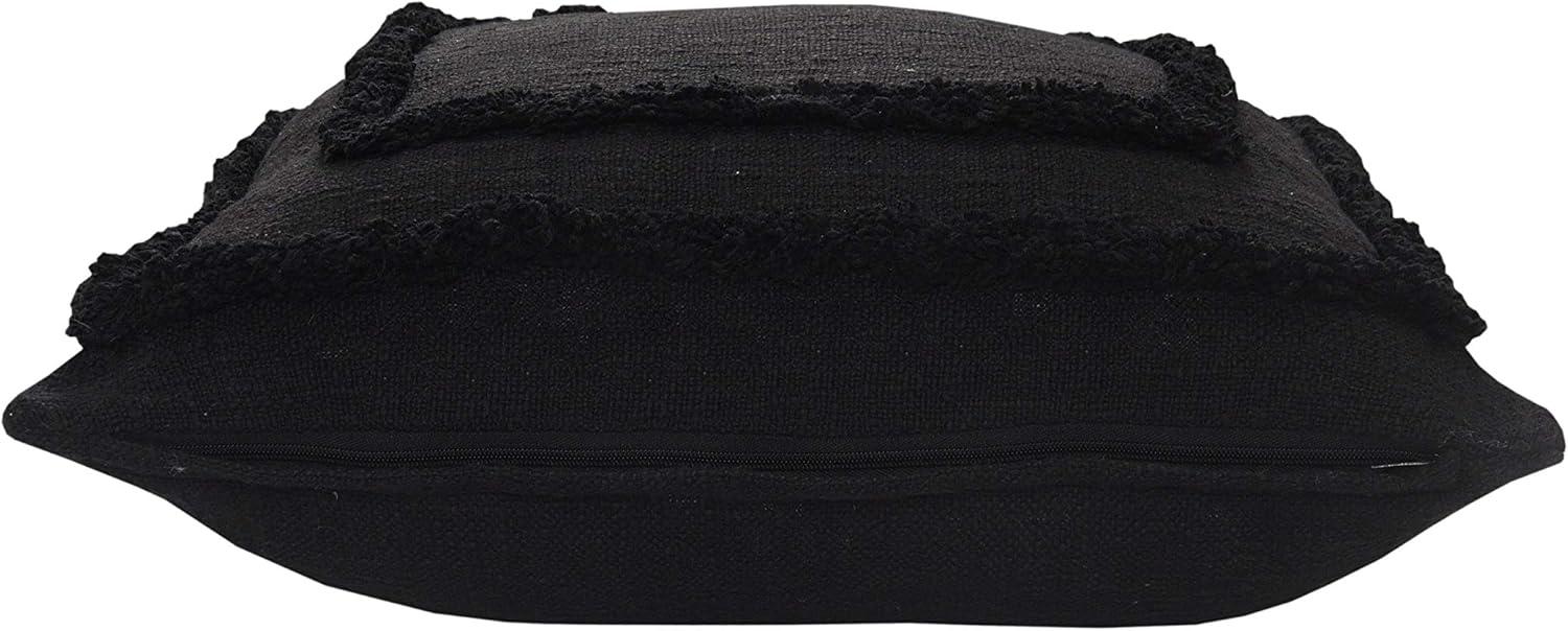 Ox Bay Modern Tufted Solid Throw Pillow, 20" x 20", Black