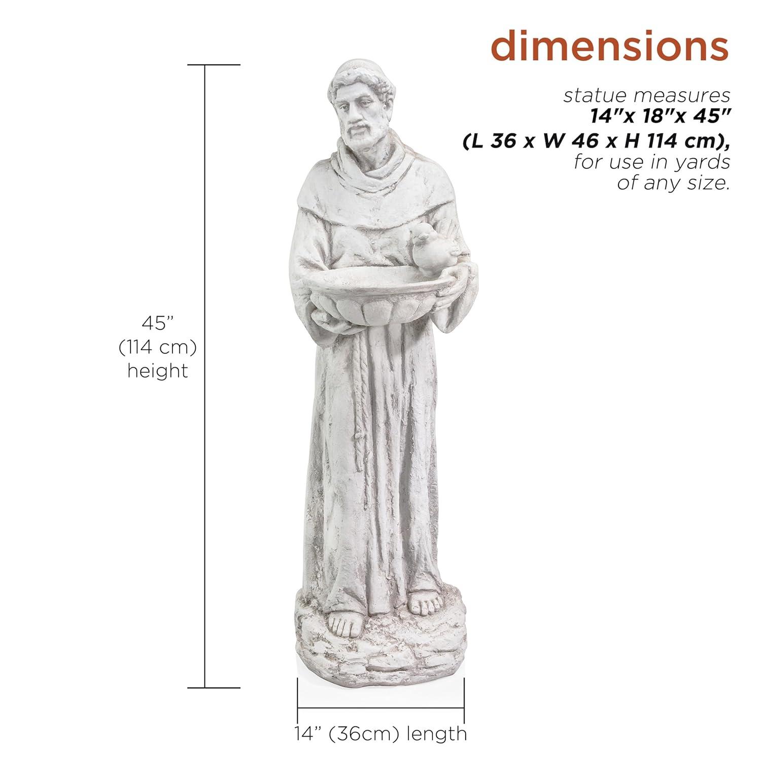 Alpine Corporation Saint Francis Birdbath Statue for Lawn and Garden