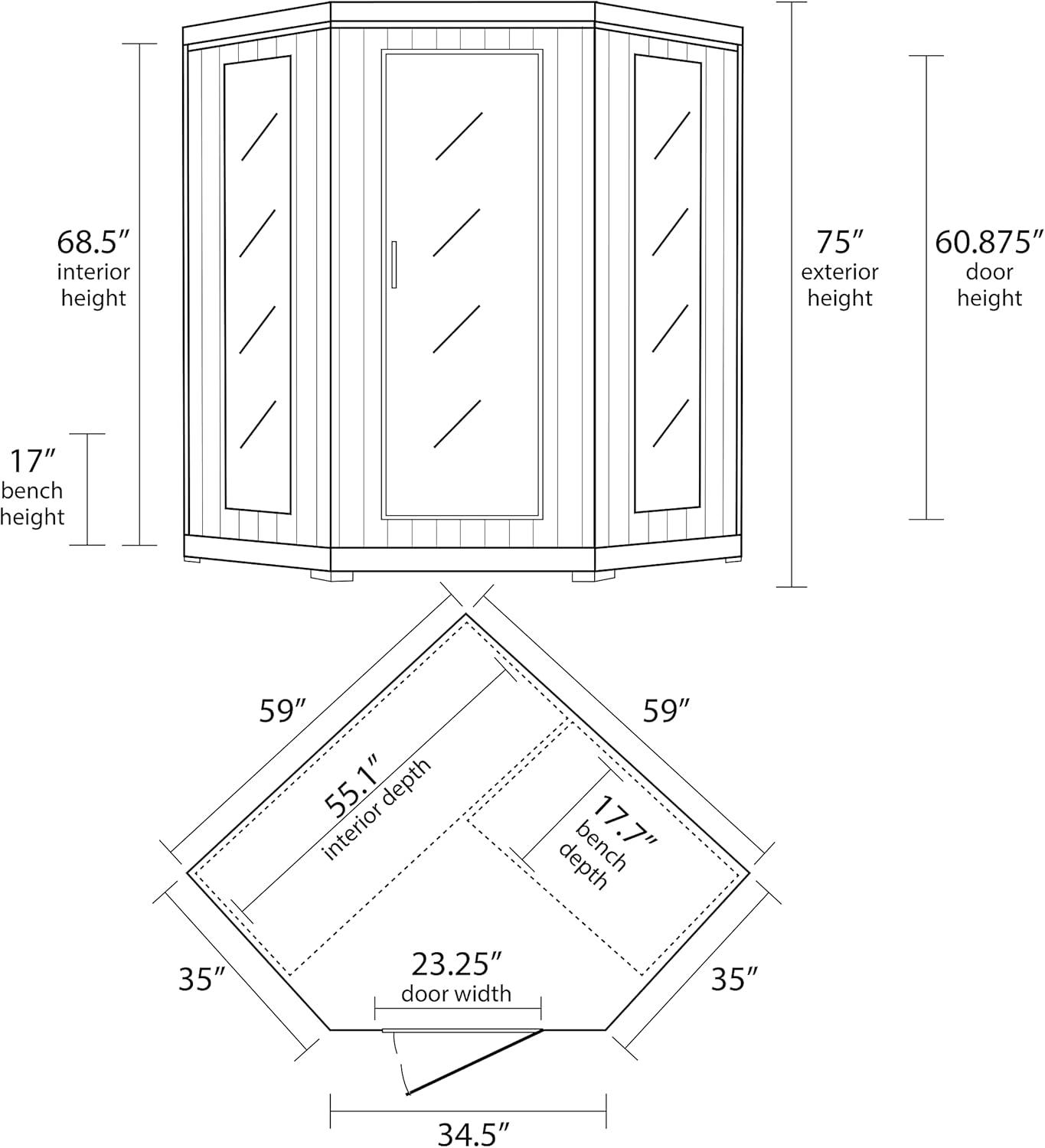 Hemlock 4-Person Corner Infrared Sauna with Carbon Heaters