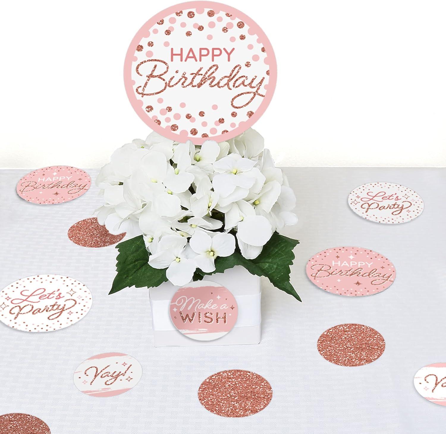 Big Dot of Happiness Pink Rose Gold Birthday - Happy Birthday Party Giant Circle Confetti - Party Decorations - Large Confetti 27 Count
