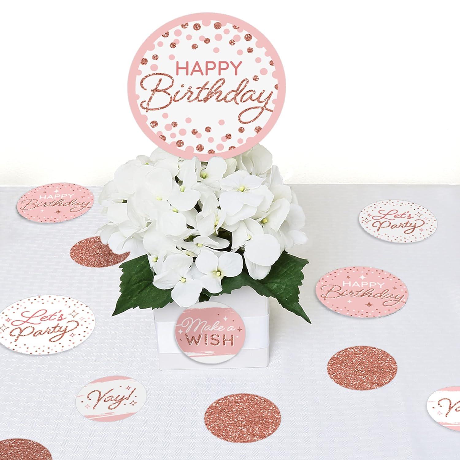 Big Dot of Happiness Pink Rose Gold Birthday - Happy Birthday Party Giant Circle Confetti - Party Decorations - Large Confetti 27 Count