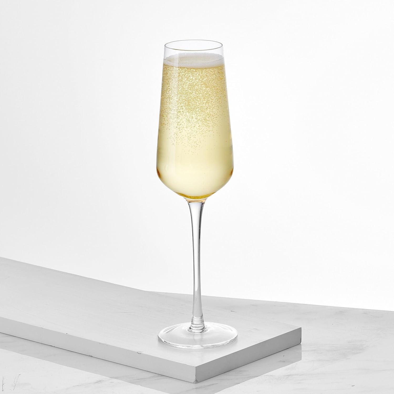 Samantha Clear Lead-Free Crystal Champagne Flutes, Set of 4, 10.5 Ounce